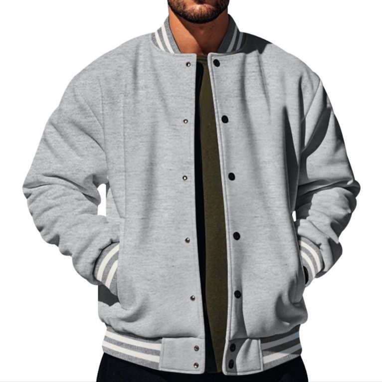 スタジャン 袖口ライン入り本格仕様青スタジアムジャンパー