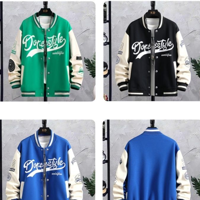 スタジャン くまさん刺繍バイカラージャケット 青|スタジャン専門通販