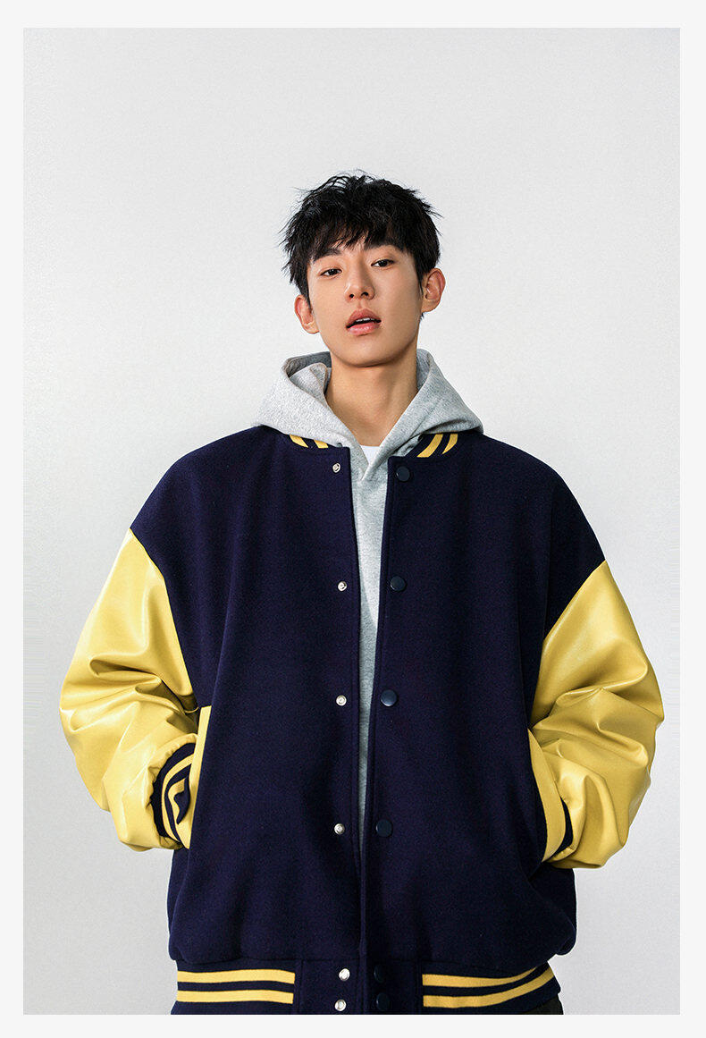 メンズスタジャン カレッジ風配色ブルゾン 全4色