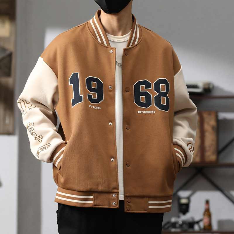 スタジャン 茶色 レトロナンバー スタジアムジャケット 茶色