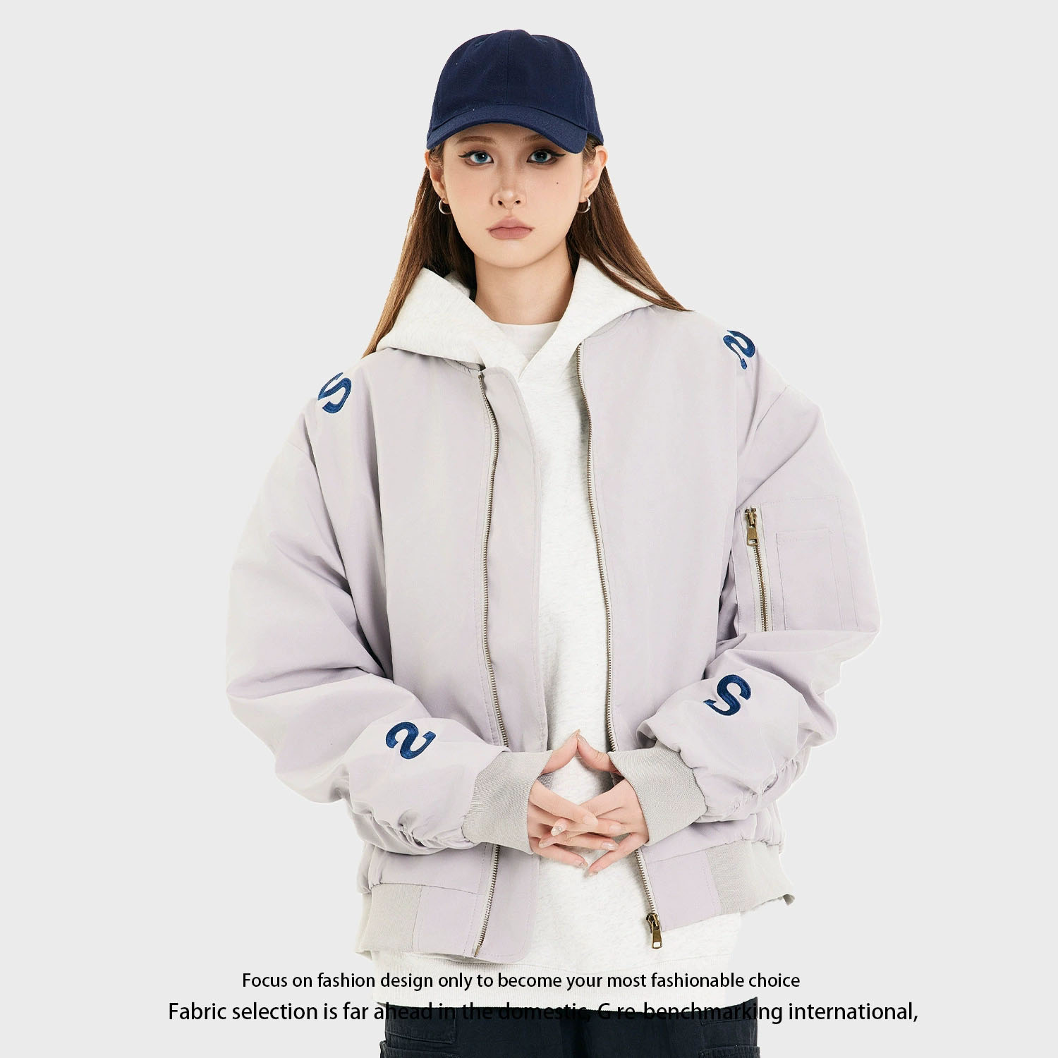 男女兼用文字刺繍中綿スタジャン