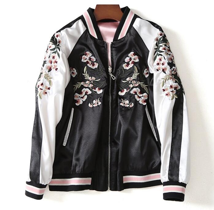 花柄刺繍リバーシブルスタジャン女性用春アウター