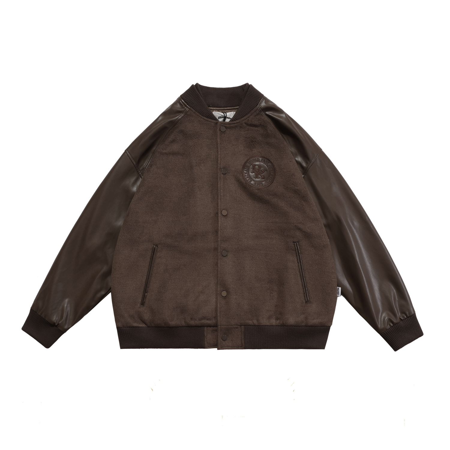 刺繍入り男女兼用スタジャン茶色系秋冬新作