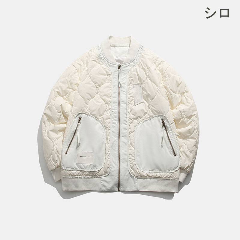 キルティング中綿スタジャン 男女兼用 秋冬 カーキグリーン