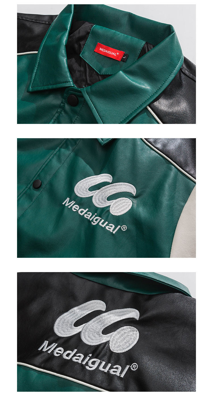 男女兼用 刺繍入りスタジャン グリーン カジュアル防寒アウター