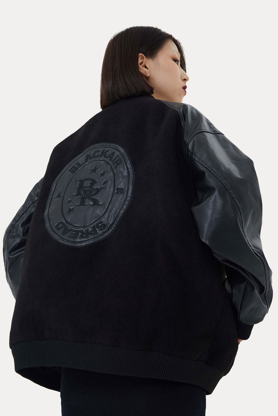 刺繍入り男女兼用スタジャン茶色系秋冬新作