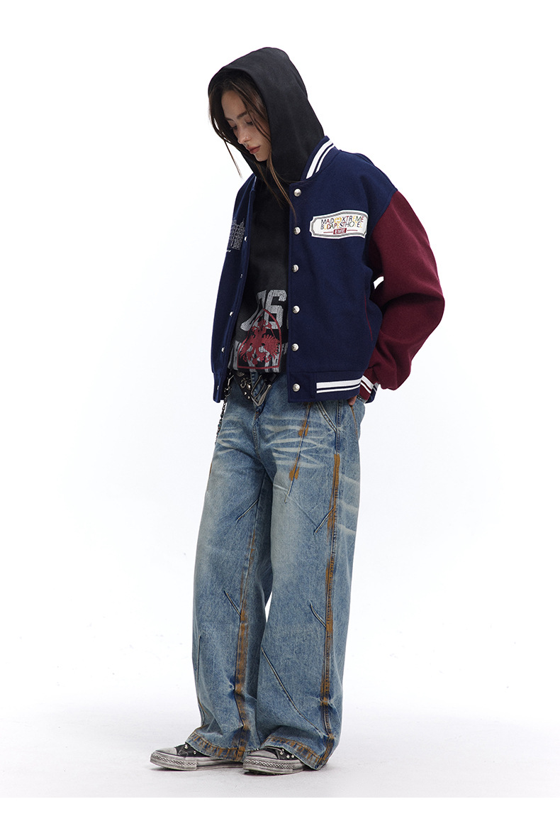 刺繍パッチ付き男女兼用スタジャン秋冬新作