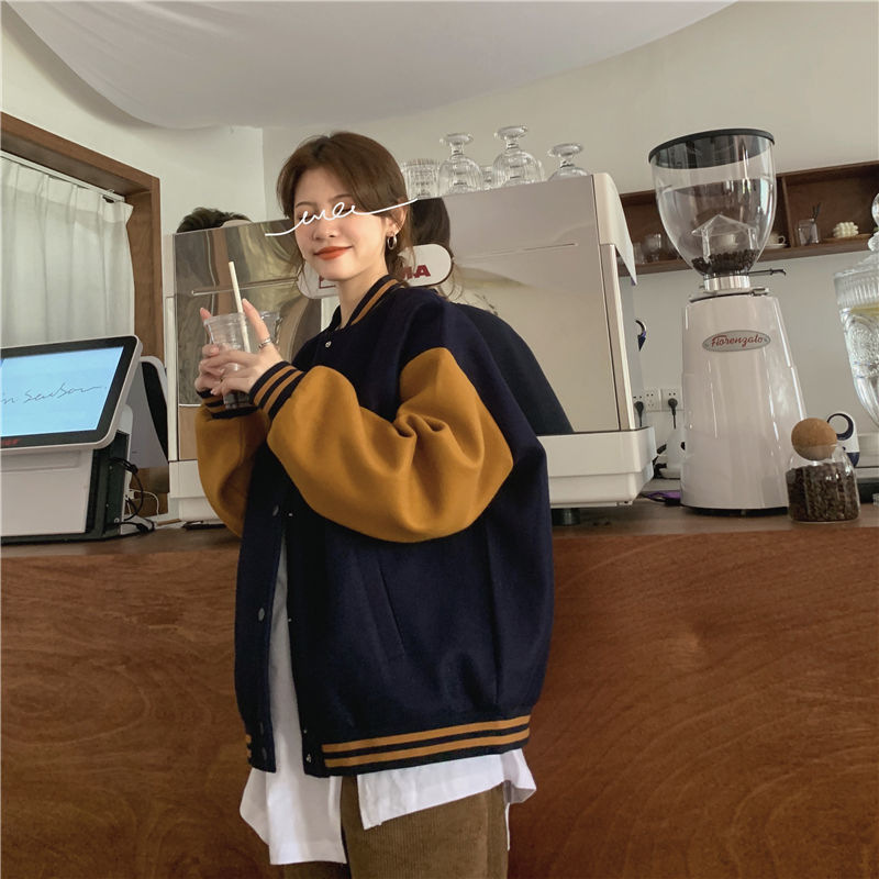 レディース バイカラー スタジャン ゆったり オーバーサイズ 春秋冬