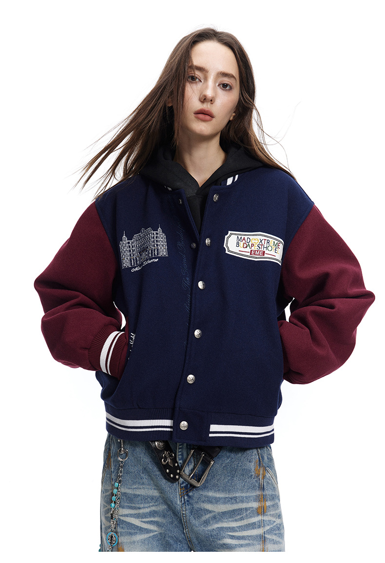 刺繍パッチ付き男女兼用スタジャン秋冬新作