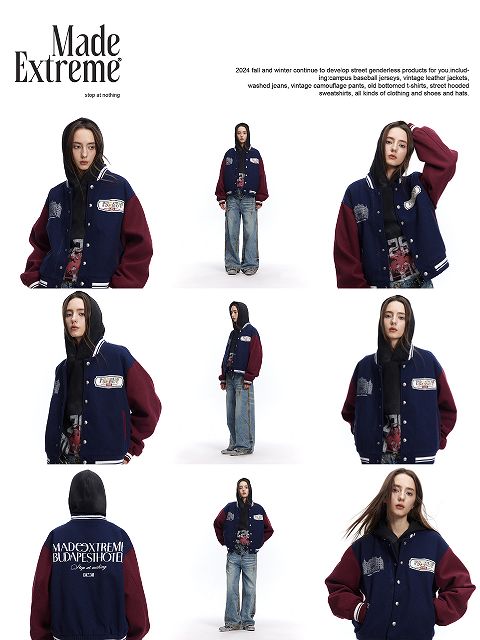 刺繍パッチ付き男女兼用スタジャン秋冬新作