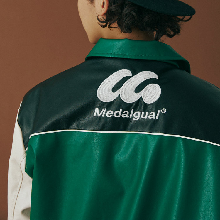 男女兼用 刺繍入りスタジャン グリーン カジュアル防寒アウター