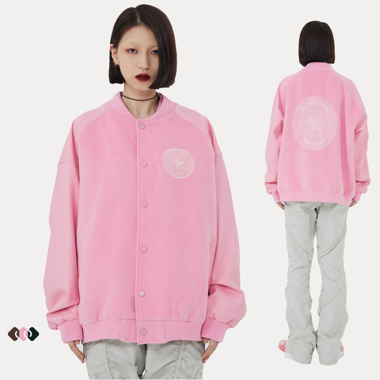 刺繍入り男女兼用スタジャン茶色系秋冬新作