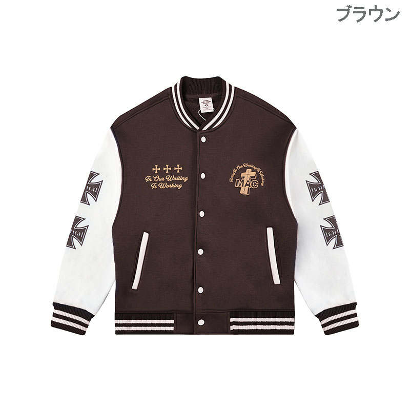 男女兼用スタジャン刺繍デザイン袖ライン全３色