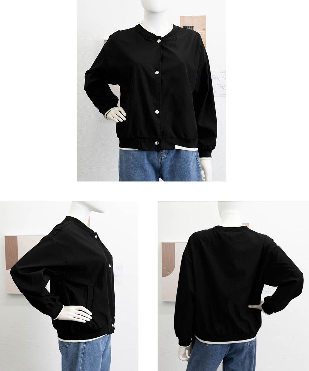 韓国風ショート丈スタジャン女性用軽量ブルゾン