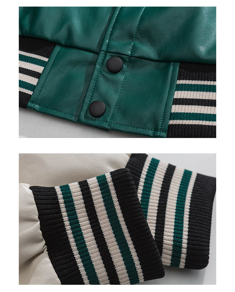 男女兼用 刺繍入りスタジャン グリーン カジュアル防寒アウター