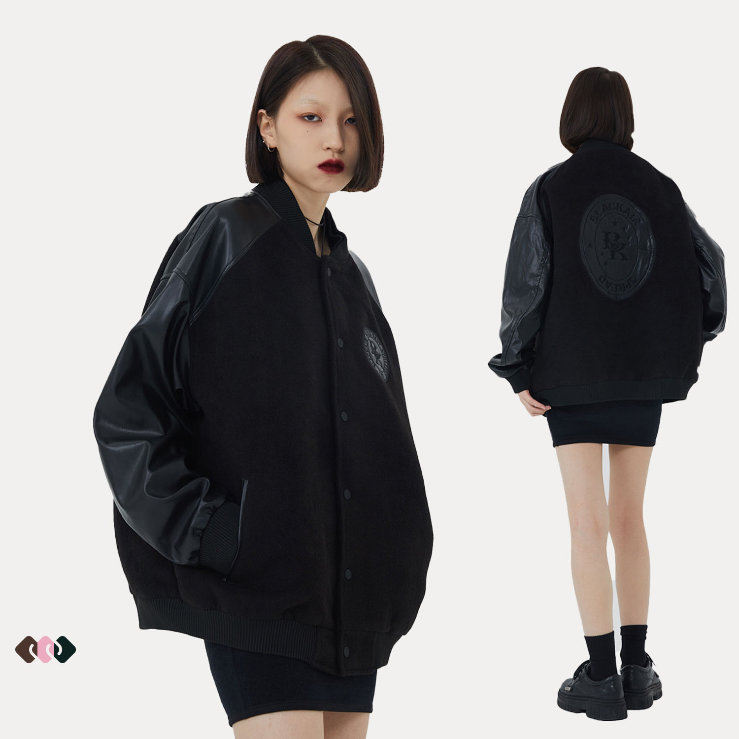 刺繍入り男女兼用スタジャン茶色系秋冬新作