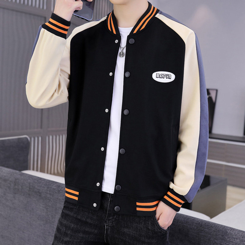 スタジャン 文字ワッペン付き配色切替スタジアムブルージャンパー