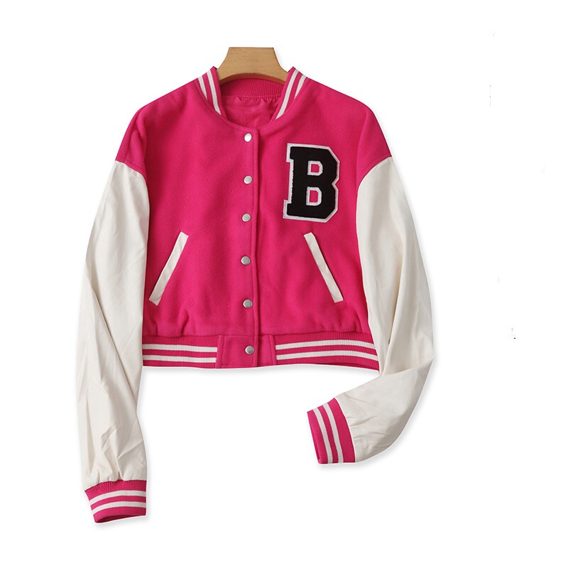 スタジャン 胸元刺繍ワッペン付きスポーティー切替スタジャン