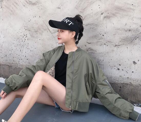 韓国風緑色スタジャン2Way上着ジャケット