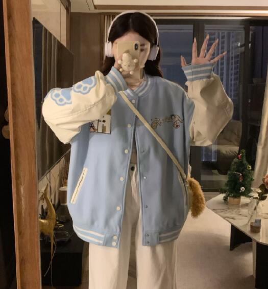 可愛い肉球柄スタジャン女の子向けアウター