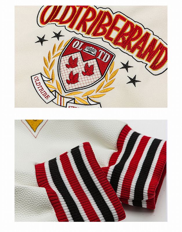 刺繍ワッペン付きスタジャン 男女兼用 紺白 秋冬新作