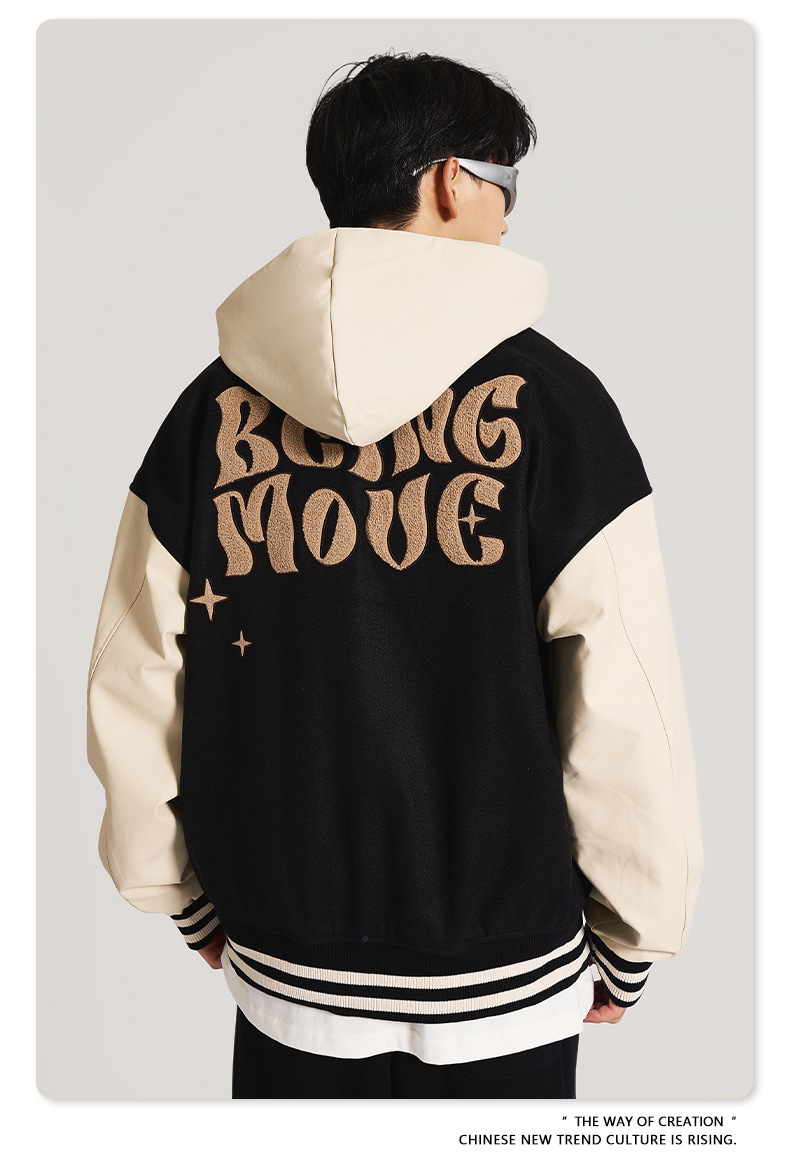 男女兼用刺繍入りフード付きスタジャン秋冬新作