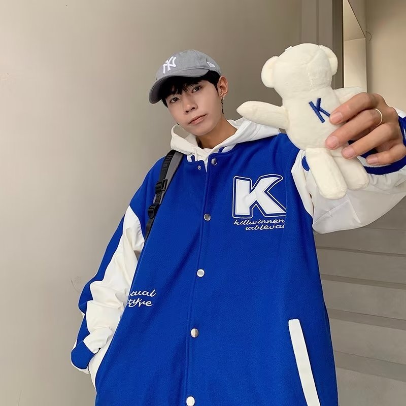 スタジャン ハート刺繍ワッペン付きフード付きスタジャン