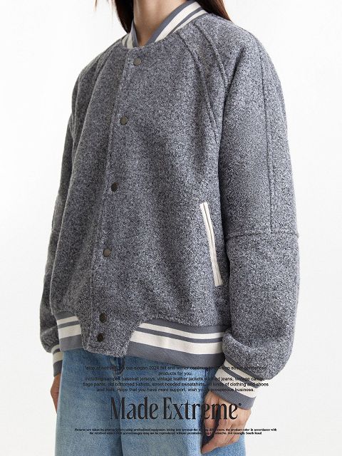 男女兼用スタジャン無地グレー秋冬アウター