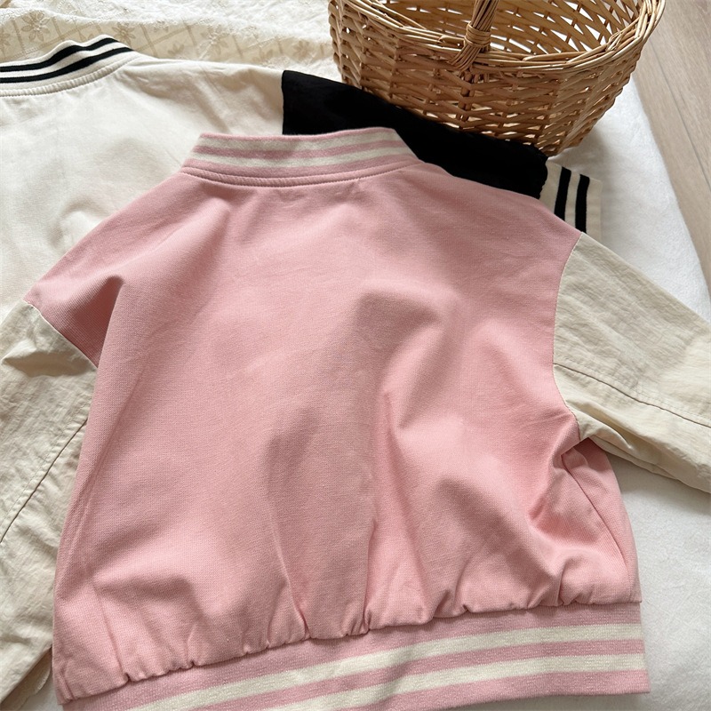 キッズ ピンク スタジャン 子供服 文字刺繍 ジャケット