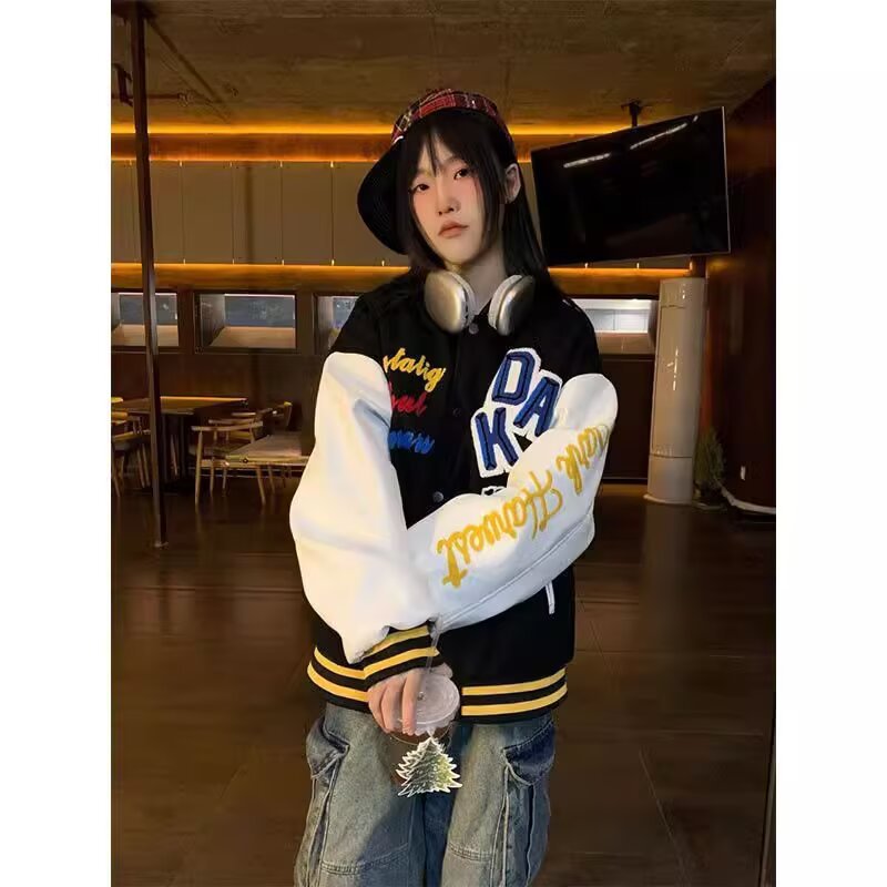 スタジャン レトロロゴ刺繍入りカレッジ風 青 青|スタジャン専門通販