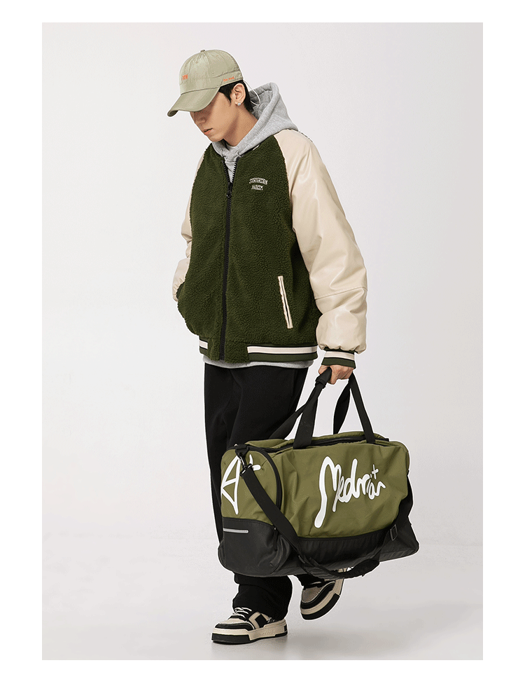 男女兼用 ボア素材 スタジャン 刺繍入り 秋冬 全2色