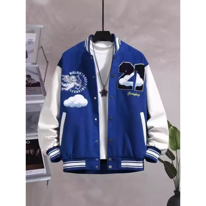 スタジャン 青 レトロ学院風アワードジャケット 青|スタジャン専門通販