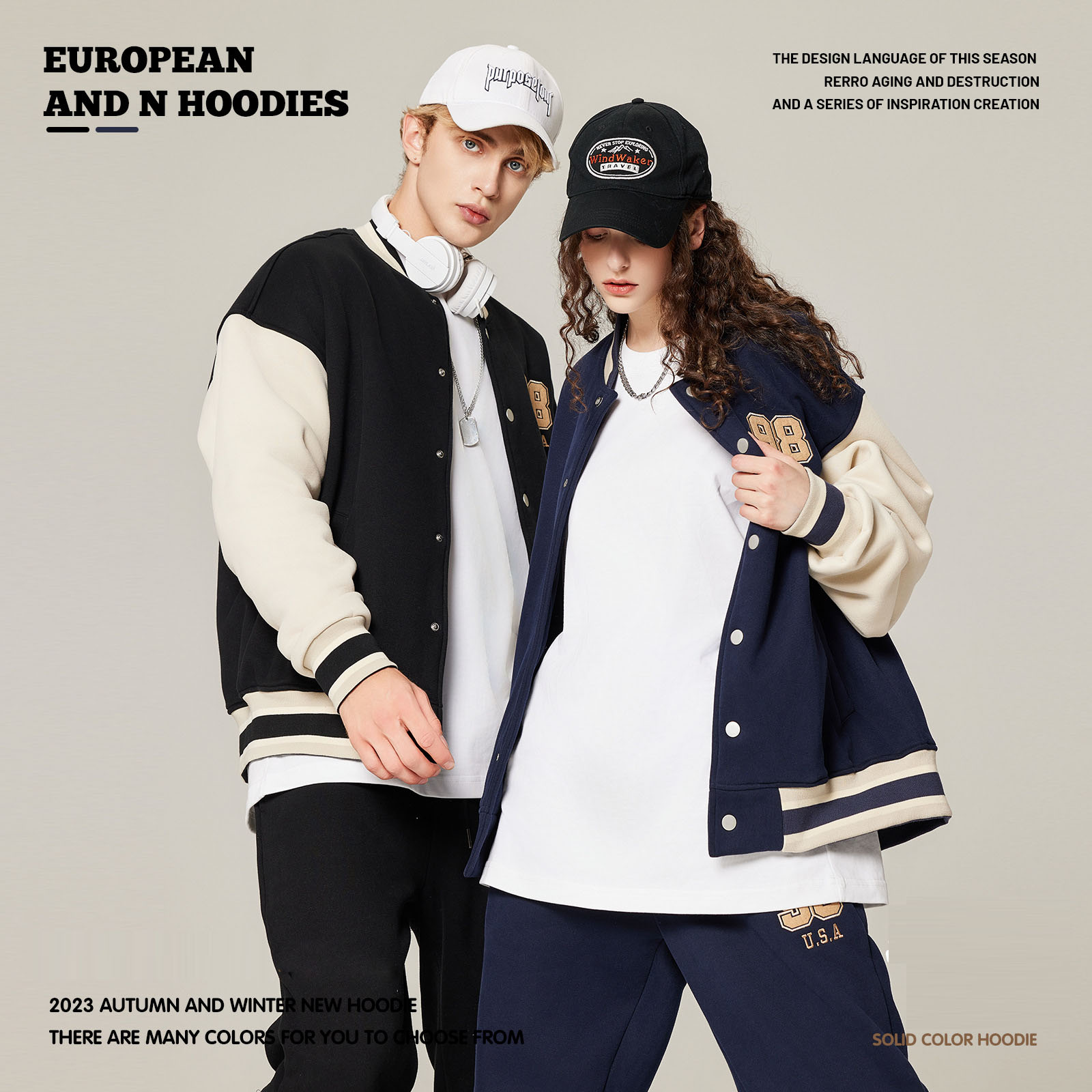 刺繍入りスタジャン男女兼用秋冬新作全4色