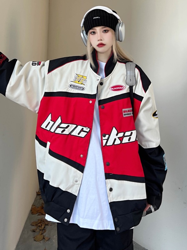 レディース秋冬スタジャン レーシングデザインジャケット