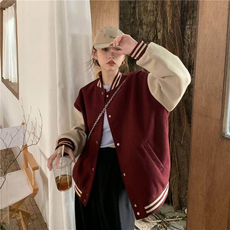 レディース バイカラー スタジャン ゆったり オーバーサイズ 春秋冬