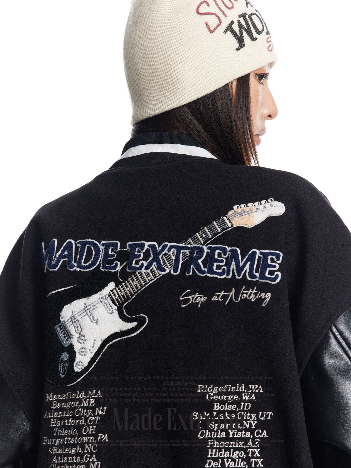 袖革切替スタジャン 男女兼用 刺繍デザイン 秋冬新作