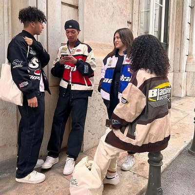 男性用刺繍入りスタジャン防寒中綿入り秋冬アウター全3色