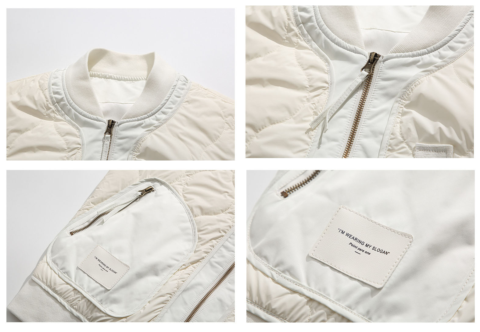 キルティング中綿スタジャン 男女兼用 秋冬 カーキグリーン