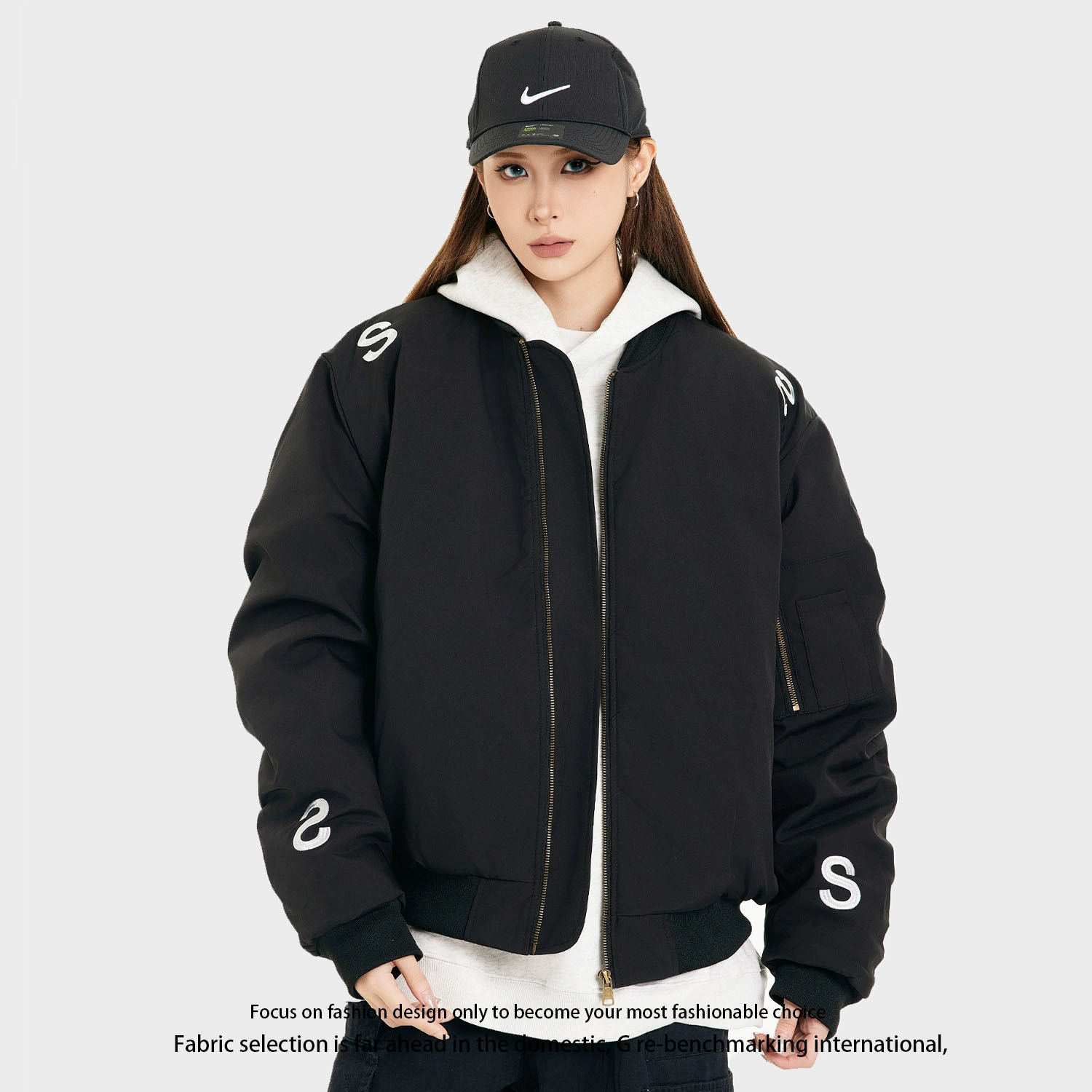 男女兼用文字刺繍中綿スタジャン