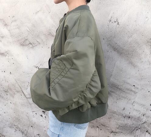 韓国風緑色スタジャン2Way上着ジャケット