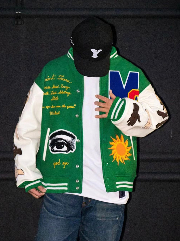 スタジャン 緑 信仰芸術装飾スタジャン