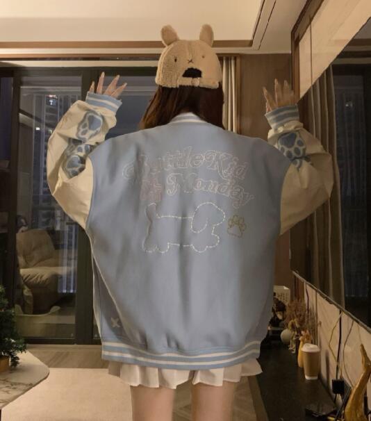 可愛い肉球柄スタジャン女の子向けアウター