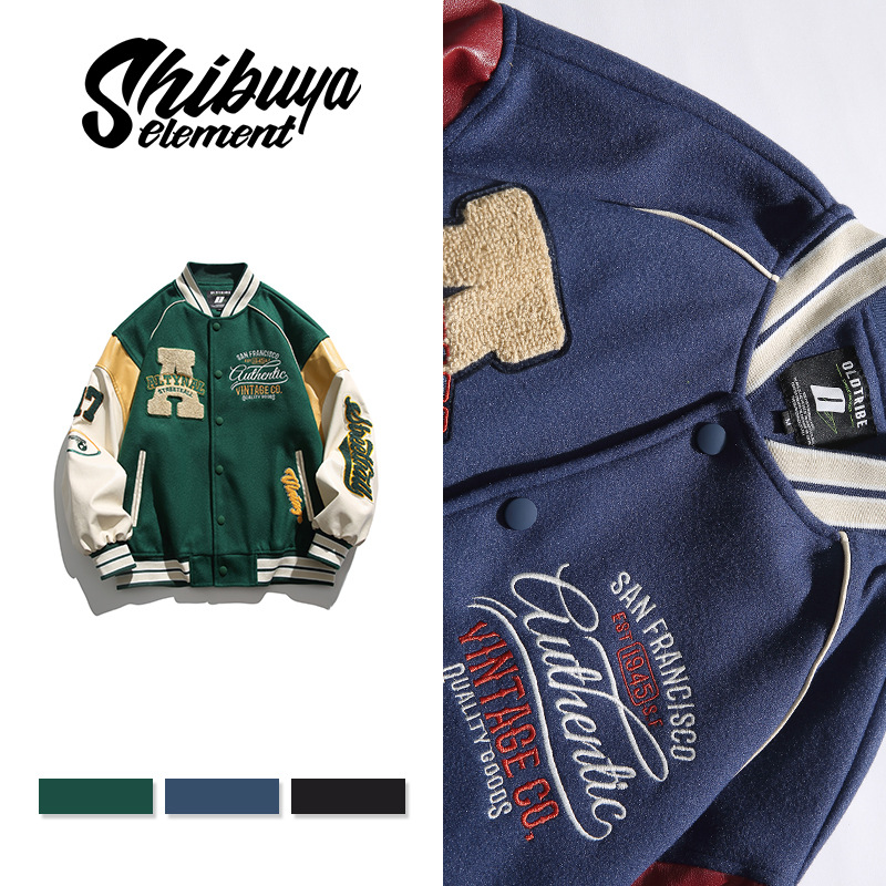 刺繍入り スタジャン 男女兼用 防寒アウター 秋冬