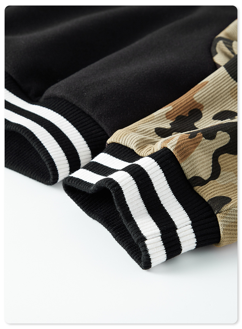 迷彩袖刺繍入りスタジャン男女兼用秋冬新作