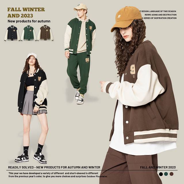 刺繍入りスタジャン男女兼用秋冬新作全4色