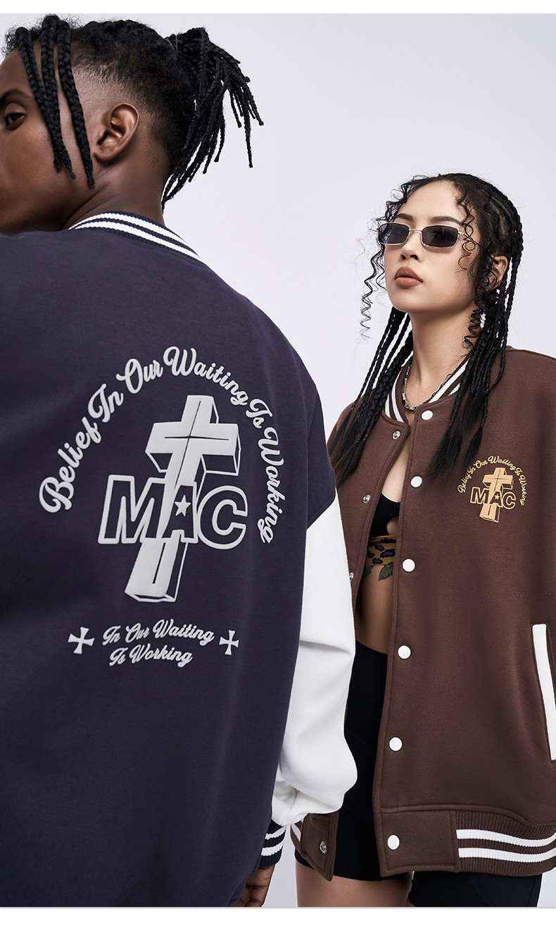 男女兼用スタジャン刺繍デザイン袖ライン全３色