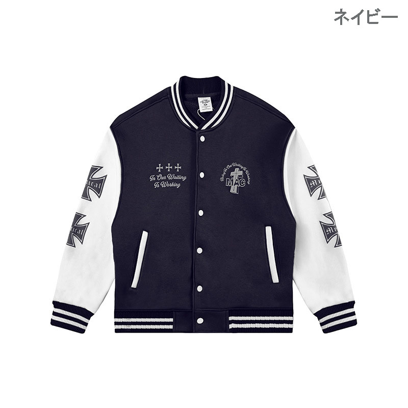 男女兼用スタジャン刺繍デザイン袖ライン全３色