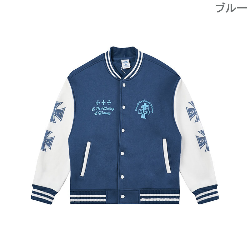 男女兼用スタジャン刺繍デザイン袖ライン全３色