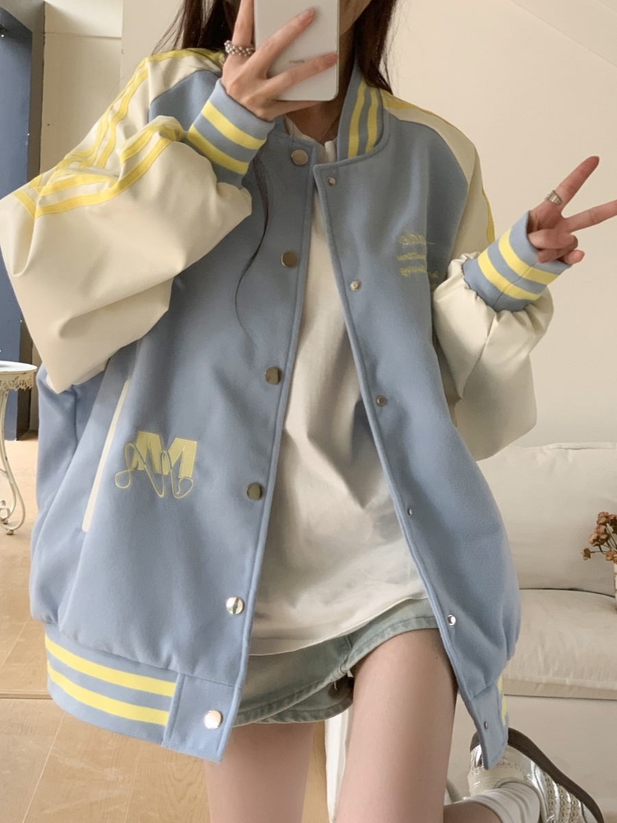 スタジャン 青 優美な青空レトロ学院風ジャケット
