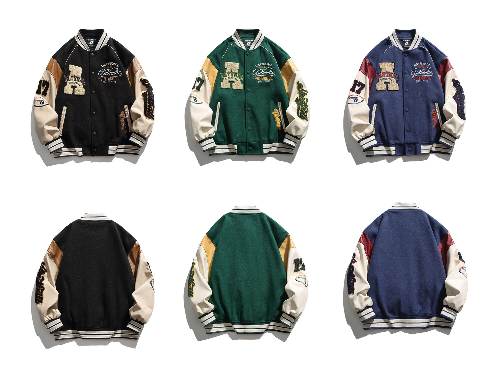 刺繍入り スタジャン 男女兼用 防寒アウター 秋冬